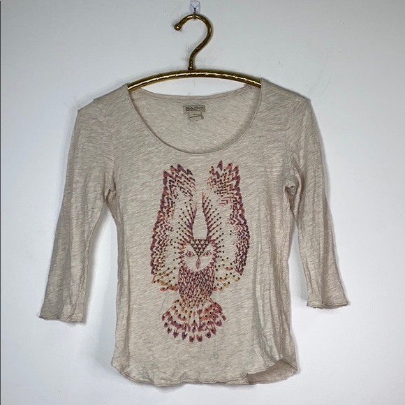 Lucky Brand Tops - Lucky brand owl studded 3/4 sleeve thin top medium